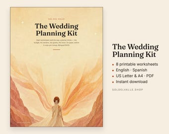Planejador de Casamento Imprimível, Livro de Planejamento de Casamento Bilíngue, Kit de Pasta Minimalista, Orçamento, Lista de Convidados, Lista de Fornecedores, Itinerário, PDF