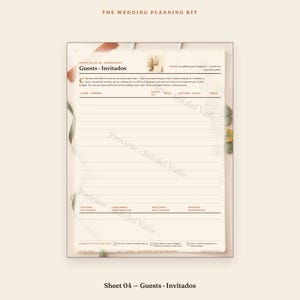 Planificador de bodas imprimible, libro bilingüe para planificar bodas, kit de carpeta minimalista, presupuesto, lista de invitados, seguimiento de proveedores, itinerario, PDF imagen 7