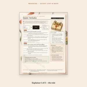 バイリンガル結婚式ゲストリスト＆出欠確認トラッカー – 人数確認ワークシート（PDF） 画像 2