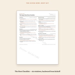 Super Bowl Gastgeberpaket – Checkliste, Einkaufsliste, Gästeliste, Zeitplan, Raster (PDF) Bild 2