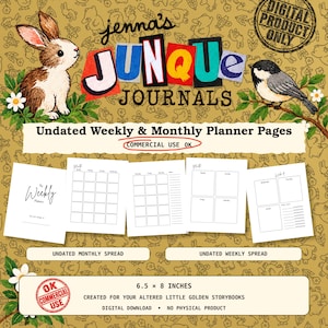 Undated Weekly & Monthly Planner | Little Golden Book Printable | 6.5 x 8 | Commercial Use