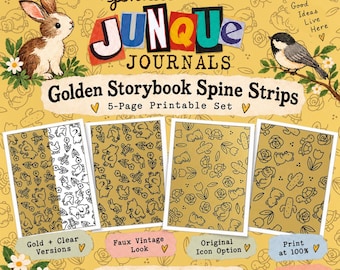Little Golden Book Style Spine Printable | Faux Vintage Foil Tape | DIY Altered Journal