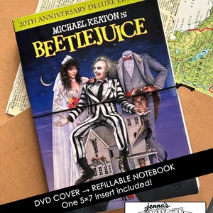 BEETLEJUICE Traveler’s Notebook | Repurposed DVD Cover | Lined Paper or Junk Journal Insert