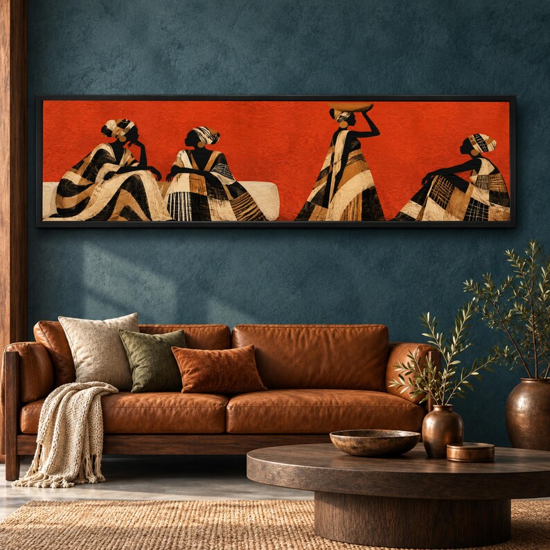 Bold Red African Women Canvas Print, Cultural Art, Living Room Decor - Etsy