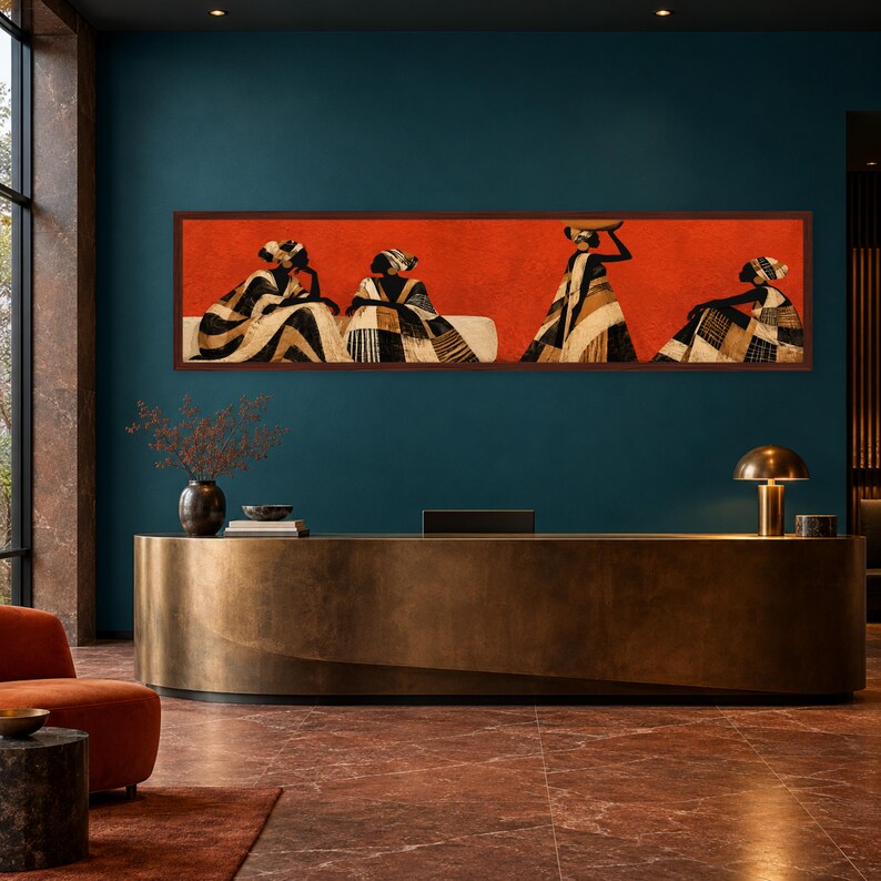 Bold Red African Women Canvas Print, Cultural Art, Living Room Decor - Etsy