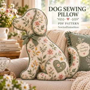 Mönster för hundkudde i PDF-format, mönster för valpkudde, mönster för gosedjur, utskrivbart A4 A0 US Letter, Cottagecore Home Decor