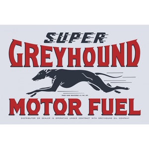 VINTAGE ANTIQUE Style Metal Sign Greyhound Motor Fuel 30&quot; x 20&quot;