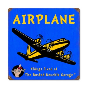 Vintage Style Metal Sign Aviation Kids Airplane  12 X 12