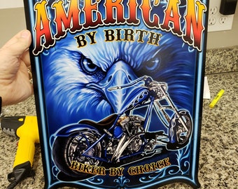 Vintage Style Metal Sign Biker By Choice 14" x 18"