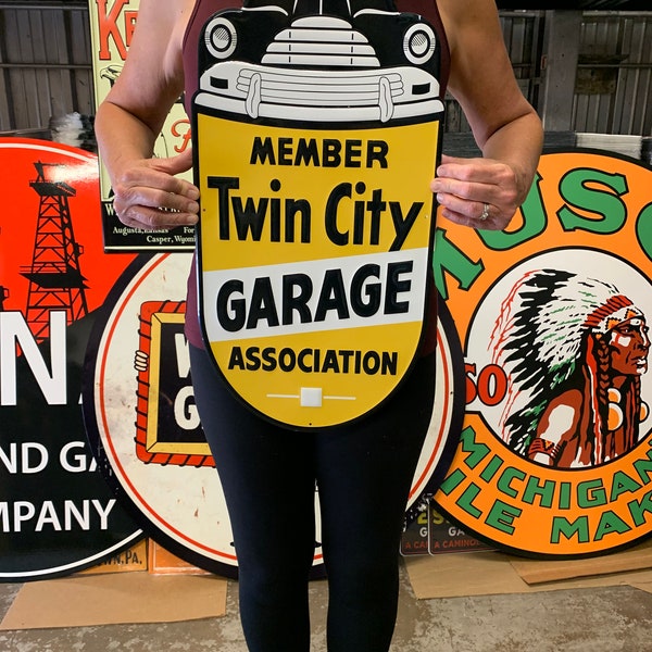 Vintage Style Metal Sign Twin City Garage