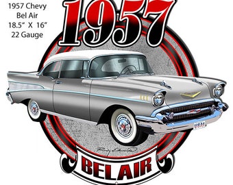 Vintage Style Metal Sign CHEVY 1957 Bel Air 16" x 18.5"