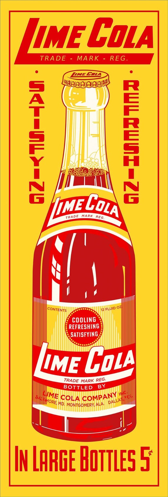 Vintage Style Sign Lime Cola 36
