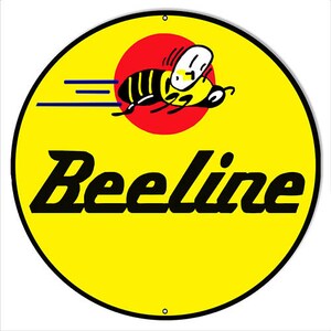 VINTAGE ANTIQUE Style Metal Sign Beeline Motor Oil 24&quot; Round