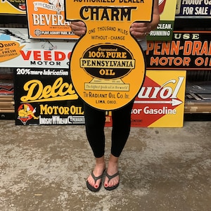 Vintage Style Metal Sign Charm Pennyslvania Motor Oil Made in USA