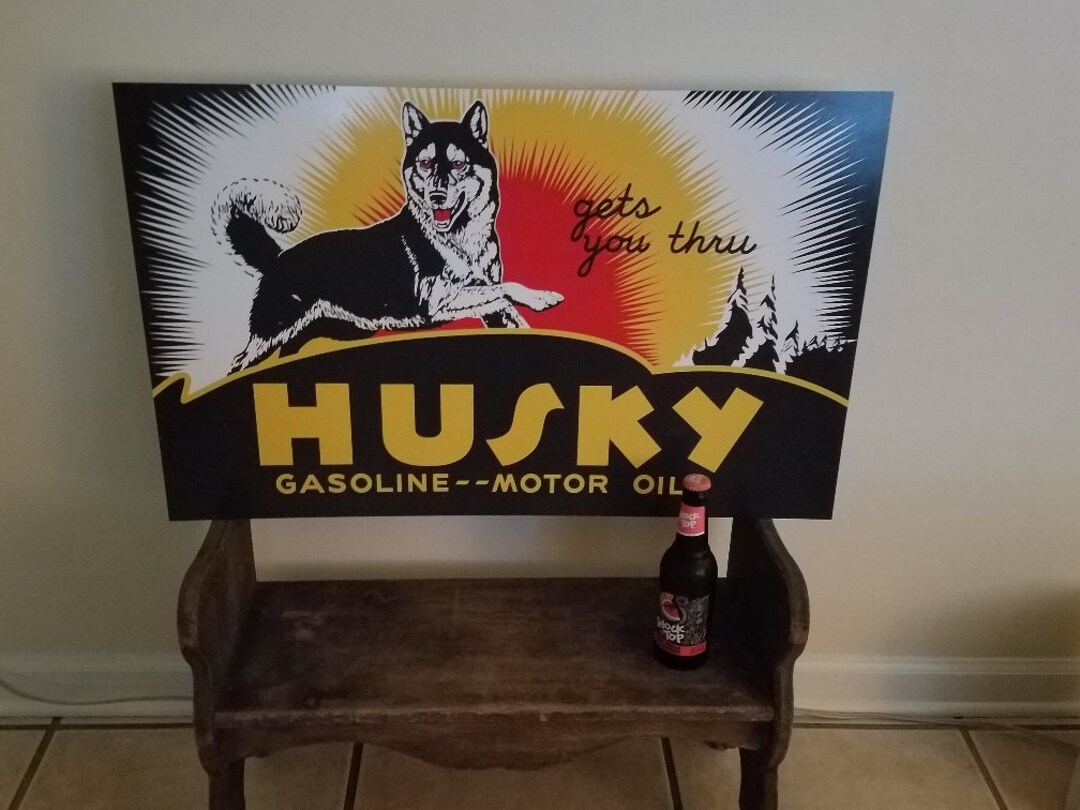 Vintage Style Metal Sign HUSKY MOTOR OIL Man Cave / Man Cave Decor ...