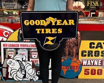 Vintage Goodyear Tires Metal Sign: Large Auto Garage Advertising