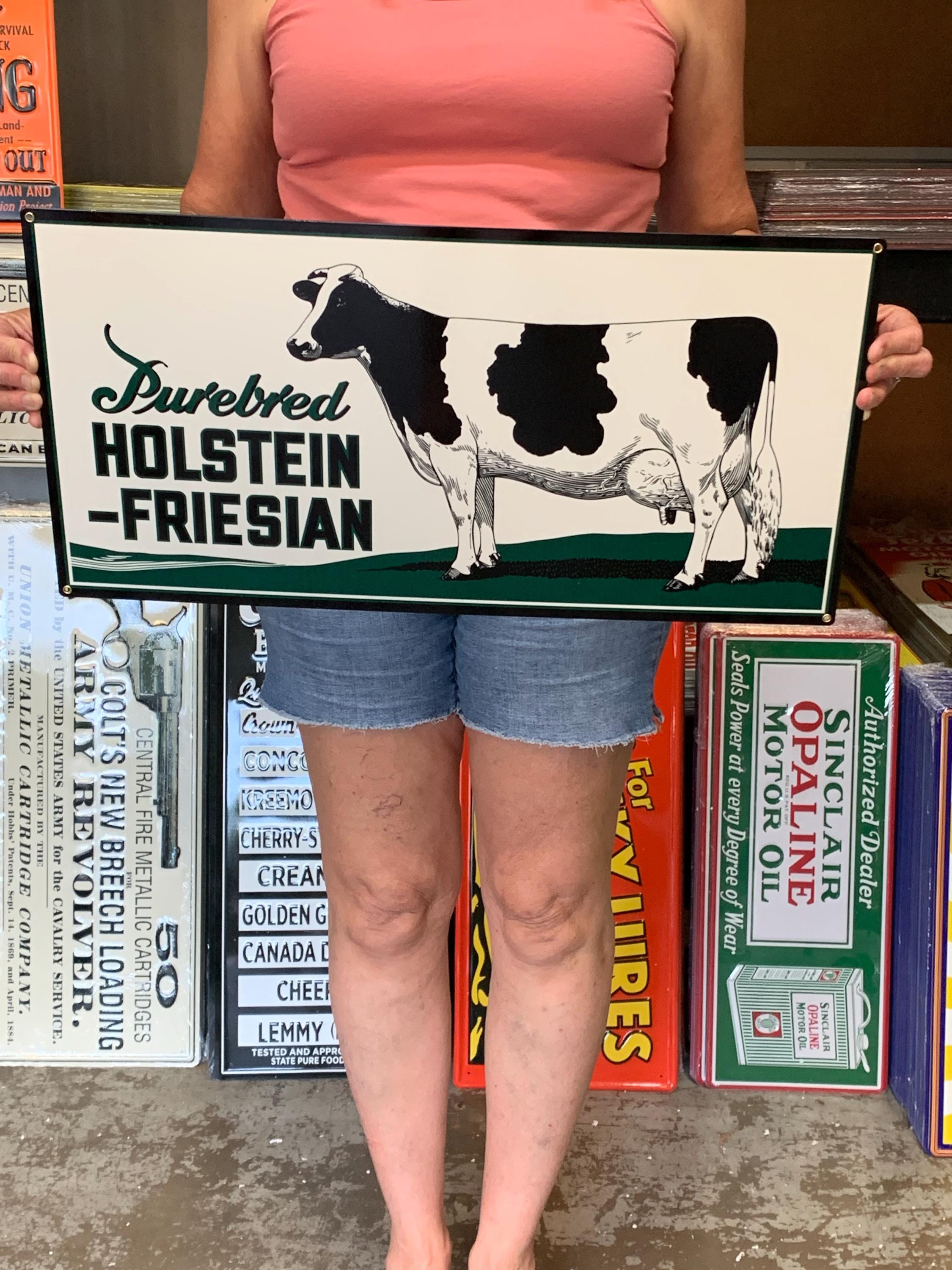 Vintage Antique Style Metal Sign Holstein Dairy Cow 24x12 Made in USA