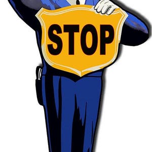 Vintage Style Sign Steel Crossing Guard Stop 36&quot; Tall