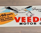 Antique Reproduction Vintage Style Steel Sign LARGE Veedol Oil 48 quot x 15 quot