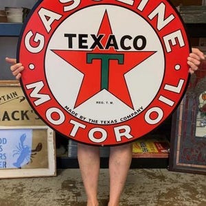 Vintage Antique Style Metal Sign TEXACO Motor Oil 30" Round Made in USA ...