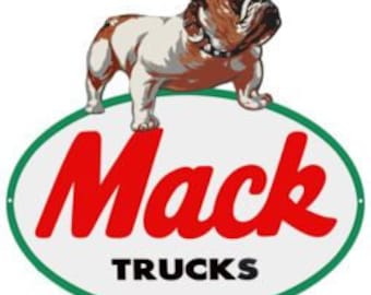 VINTAGE ANTIQUE Style Metal Sign Mack Truck Bulldog 32x24