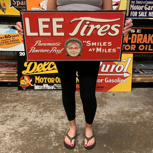 Vintage Style Metal Sign Lee Tires Made in USA