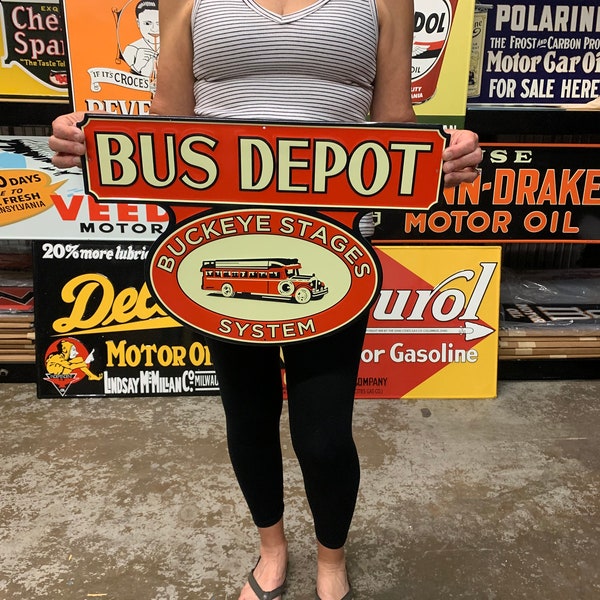 Vintage Style Metal Sign Bus Depot Buckeye Stage Made in USA