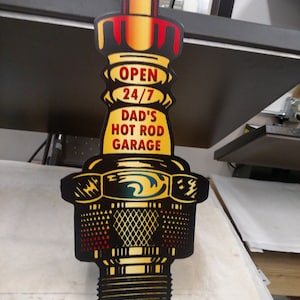 Vintage Style Sign Steel Dads Hot Rod Garage 23&quot; Tall