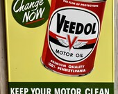 Antique Reproduction Vintage Style STEEL Veedol Motor Oil Sign 30 quot x 24 quot
