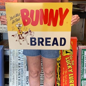 Vintage Antique Style Metal Sign Bunny Bread 15x20 Made in USA