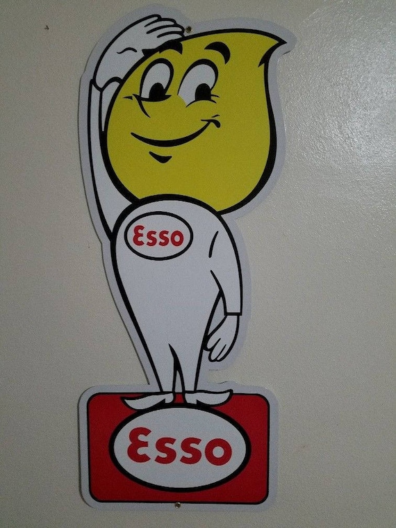 Vintage Esso Gas Oil Tin Sign - 8x11 Inch Retro Garage Metal Decor
