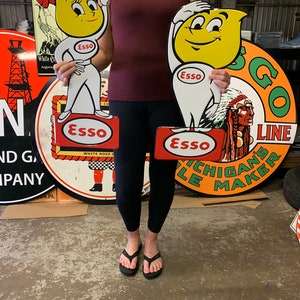 Vintage Antique Style Metal Sign Esso Kids Oil Drop Made In USA