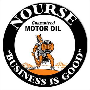 VINTAGE ANTIQUE Style Metal Sign Nourse Motor Oil 24&quot; Round