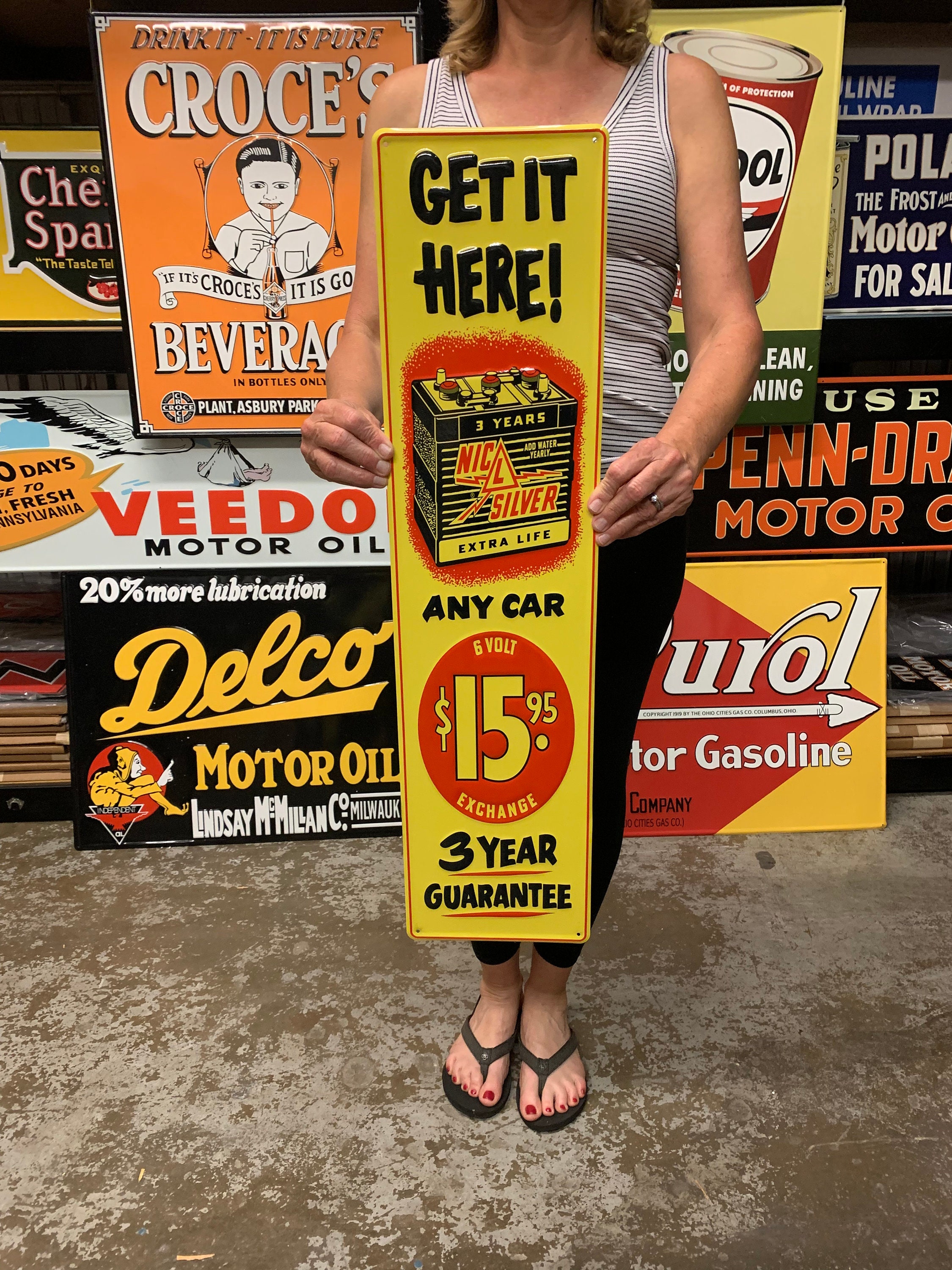 Vintage Style Metal Sign Car Batteries Made in USA