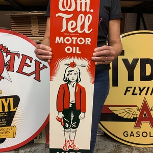 Vintage Antique Style Sign William Tell Motor Oil Made in USA