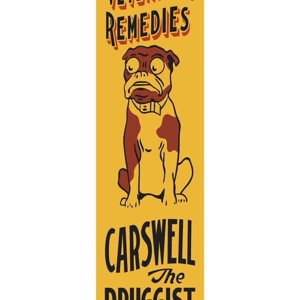 VINTAGE ANTIQUE Style Metal Sign Veterinary Remedies 30" x 8"