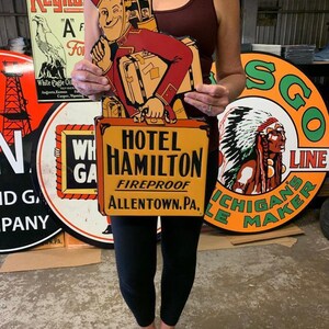 Vintage Antique Style Metal Sign Hotel Hamilton Allentown Pennsylvania Made USA