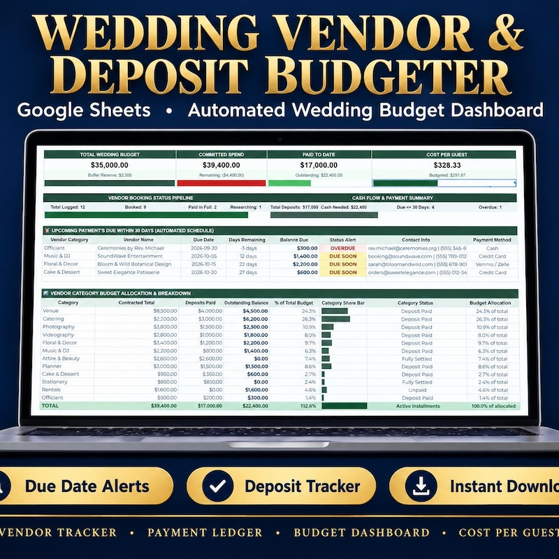 Wedding Budget Spreadsheet preview