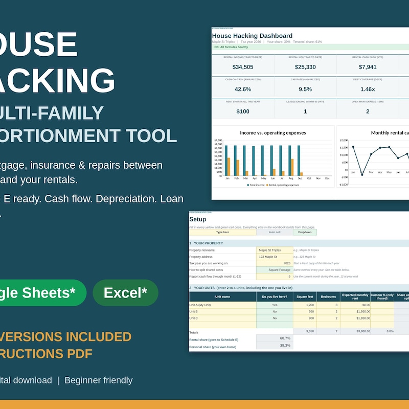 House Hacking Spreadsheet preview