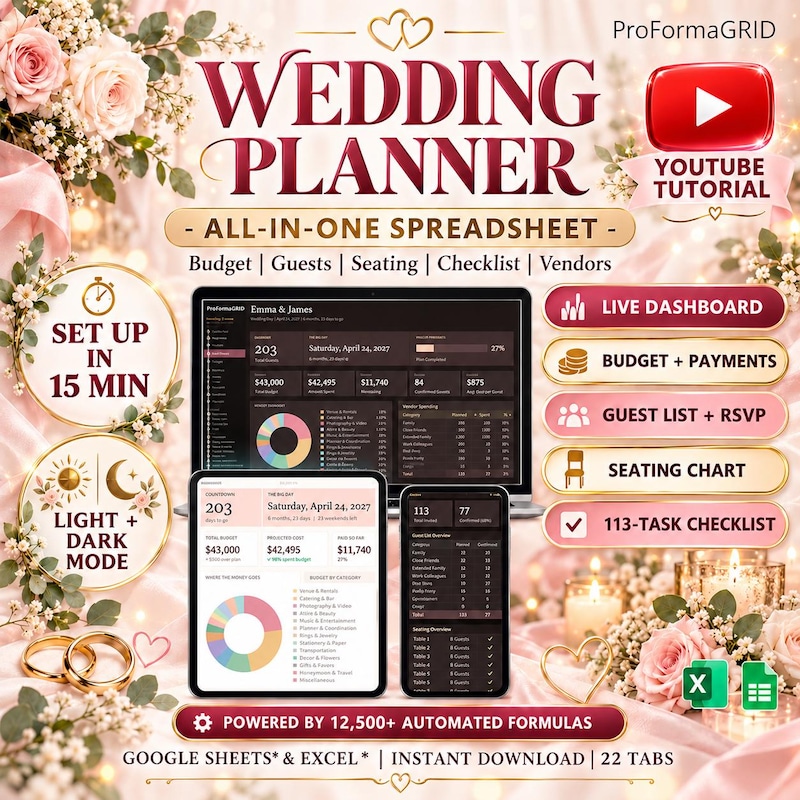 All-in-One Wedding Planner Spreadsheet preview