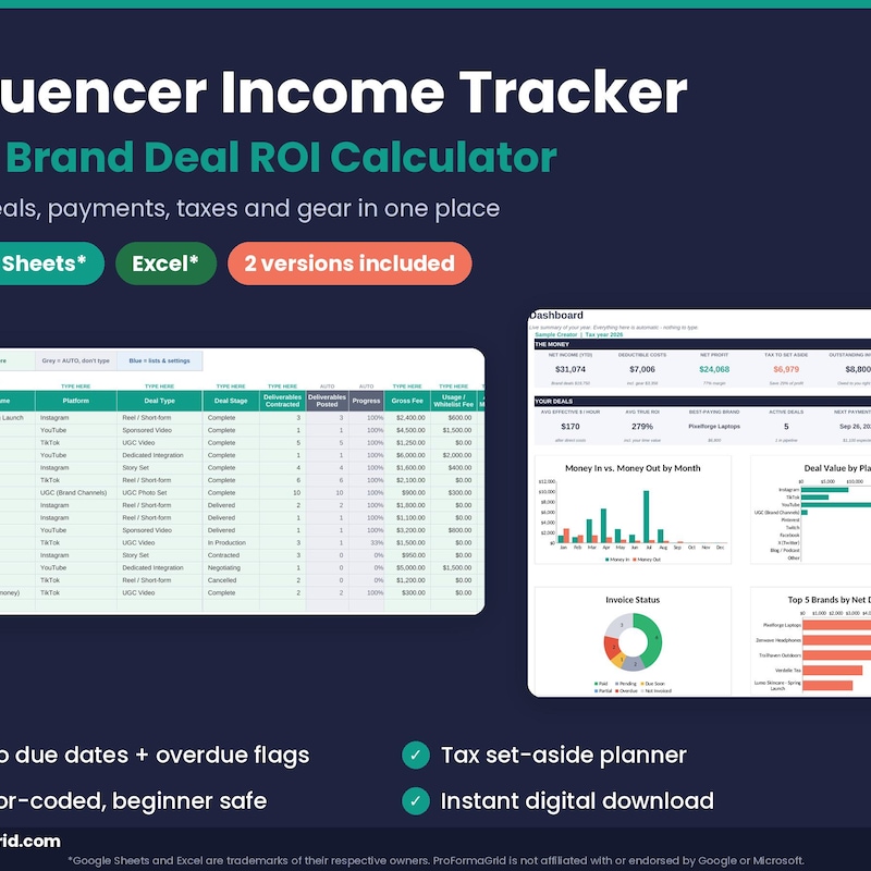 Influencer Income Tracker preview