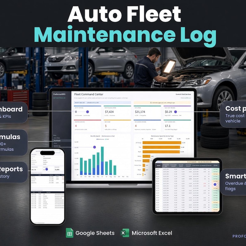 Fleet Maintenance Log Spreadsheet preview