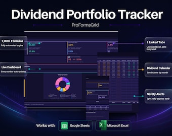 Dividend Portfolio Tracker Spreadsheet, DRIP Log, Income Goals (Google Sheets/Excel)