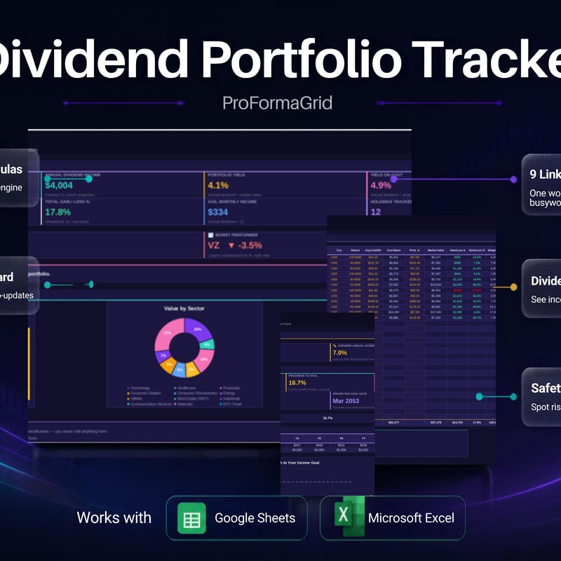 Dividend Portfolio Tracker Spreadsheet preview