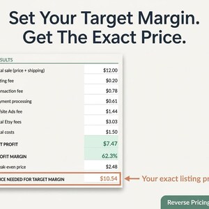 Reverse pricing calculator highlighting the exact listing price needed to reach a target profit margin