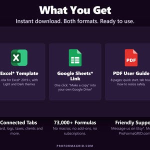 Excel file, Google Sheets copy link and instructions PDF included