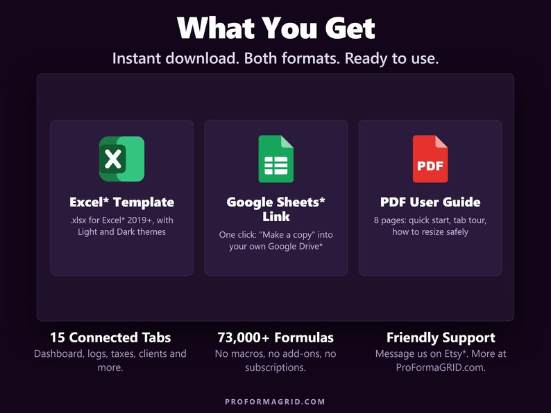 Excel file, Google Sheets copy link and instructions PDF included