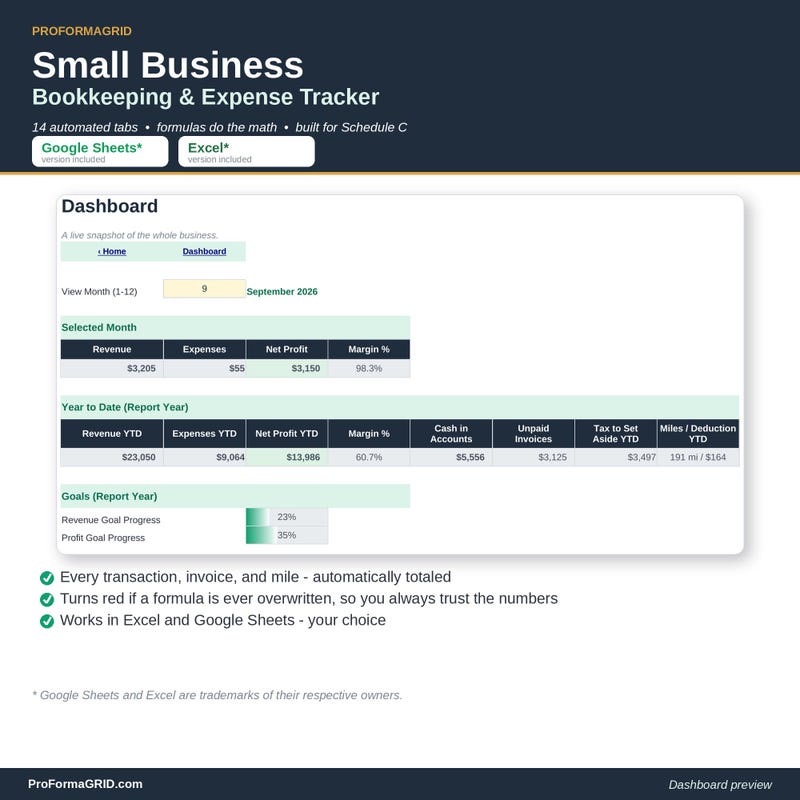 Small Business Bookkeeping Spreadsheet preview