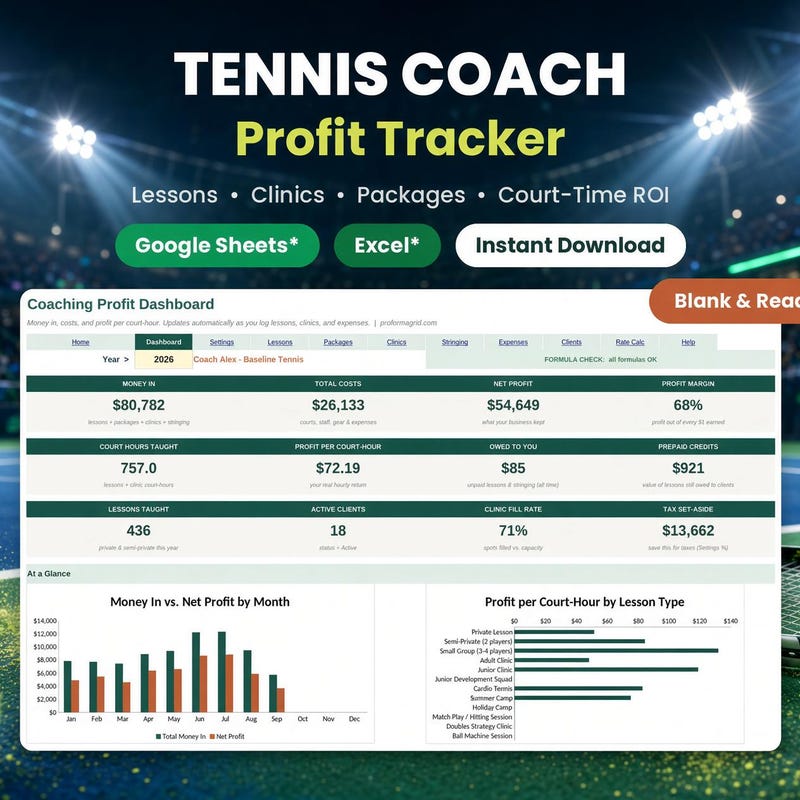 Tennis Coach Profit Tracker preview
