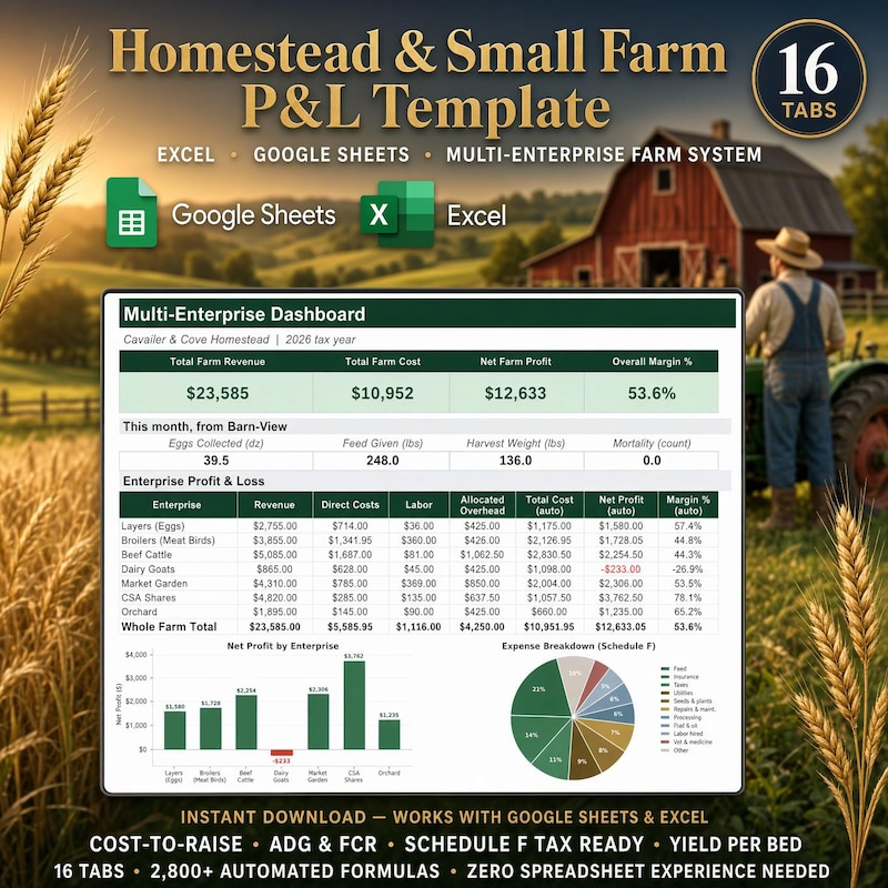 Homestead Farm P&L Template preview